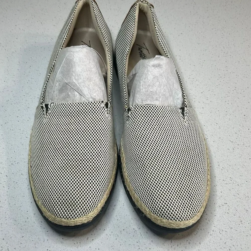 Trotters Accent Espadrille Slip-On Black/White Checkerboard Women 12 Narrow